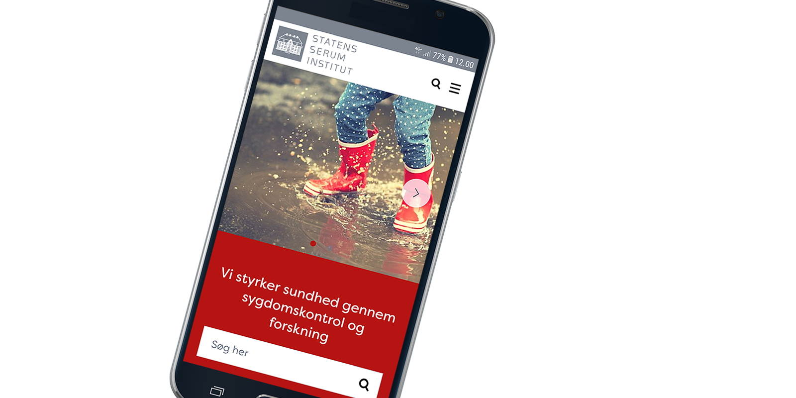 Billed af mobil med opslag på SSI's nye hjemmeside