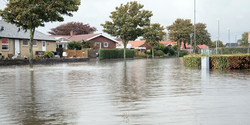 Oversvømmelse i villakvarter