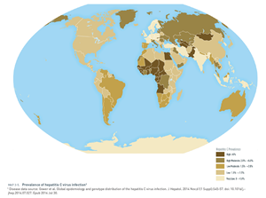 Verdenskort der viser Hep C forekomst